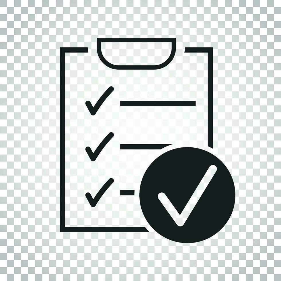 Checklist vector icon. Survey vector illustration in flat design on isolated background. Simple business concept pictogram.