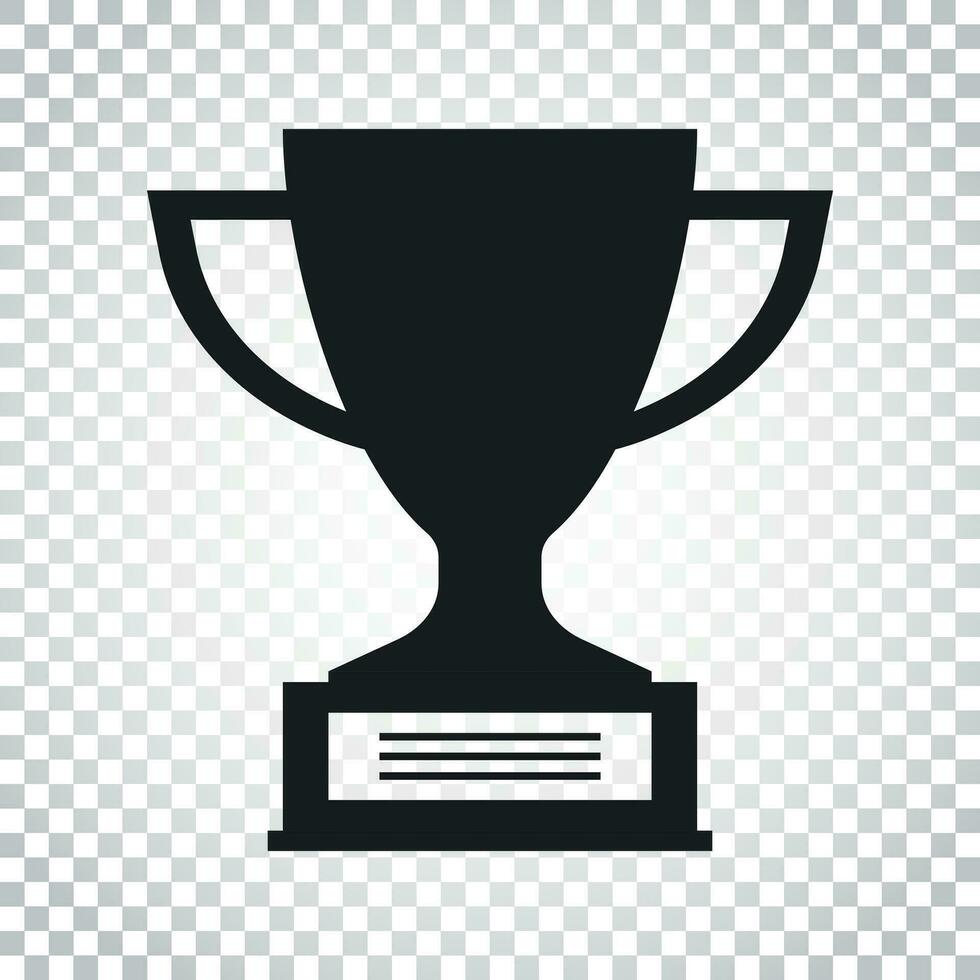 Trophy cup flat vector icon. Simple winner symbol. Black illustration on isolated background. Simple business concept pictogram.