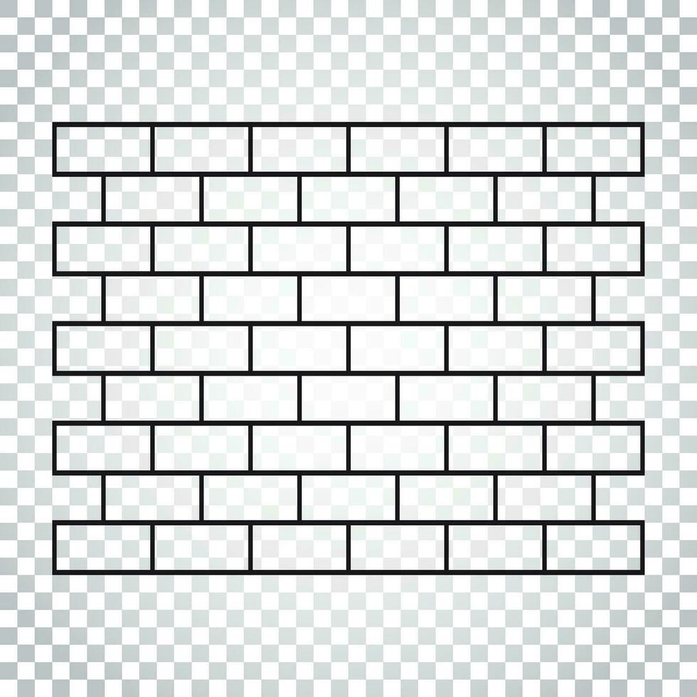 Line style wall brick icon in flat style on isolated background. Wall symbol illustration. Simple business concept pictogram. vector