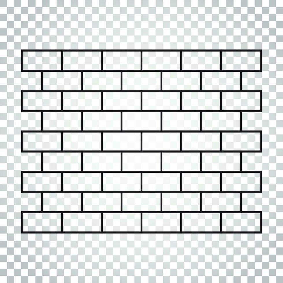 Line style wall brick icon in flat style on isolated background. Wall symbol illustration. Simple business concept pictogram. vector