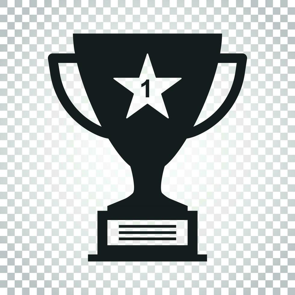 Trophy cup flat vector icon. Simple winner symbol. Black illustration on isolated background. Simple business concept pictogram.