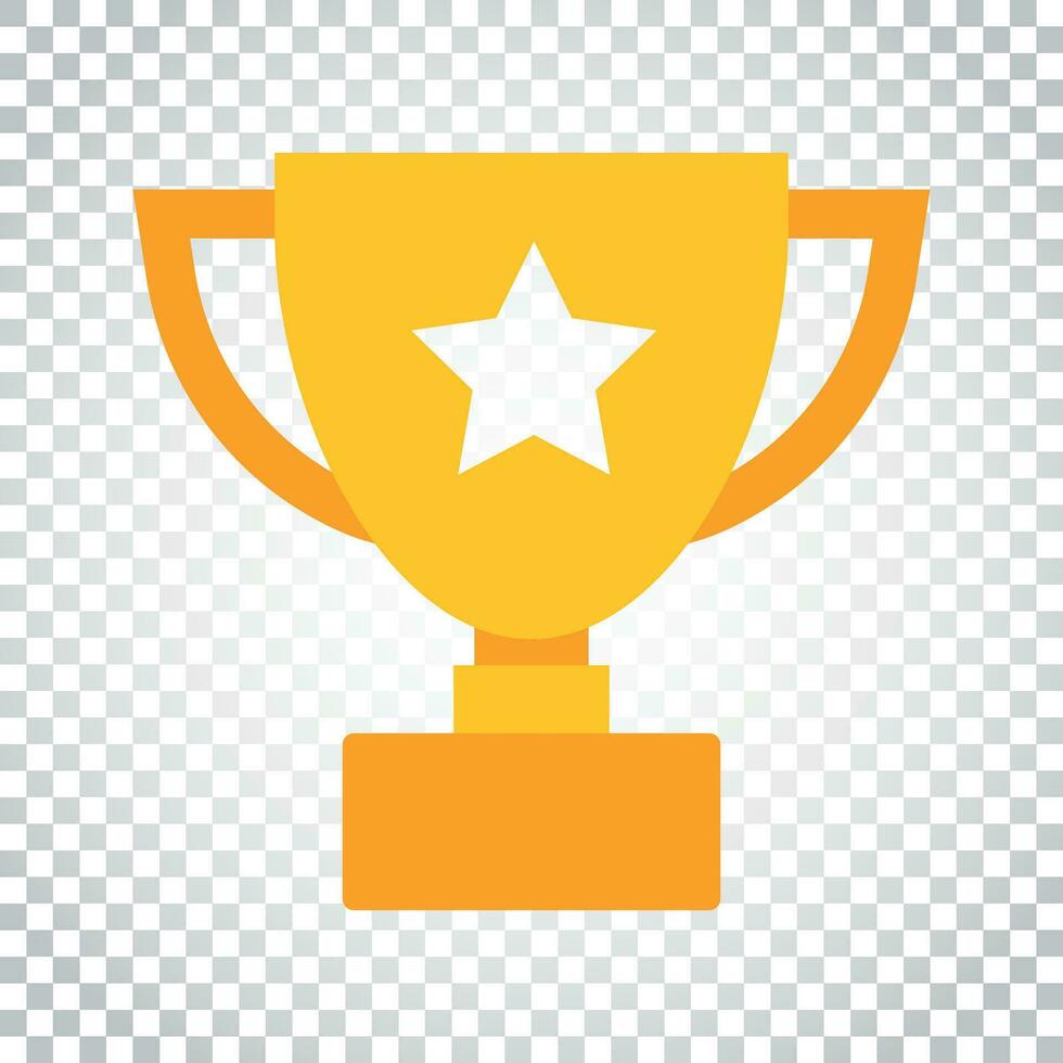 Trophy cup flat vector icon. Simple winner symbol. Gold illustration on isolated background. Simple business concept pictogram.