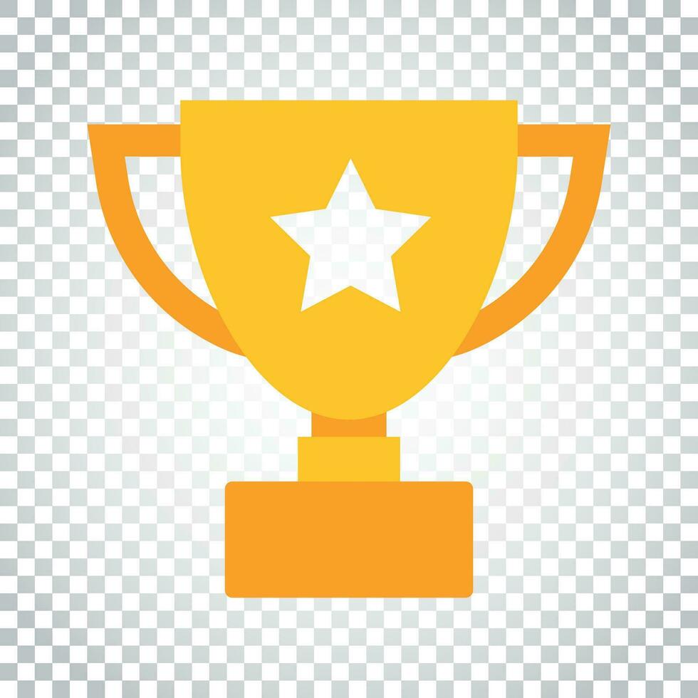 Trophy cup flat vector icon. Simple winner symbol. Gold illustration on isolated background. Simple business concept pictogram.