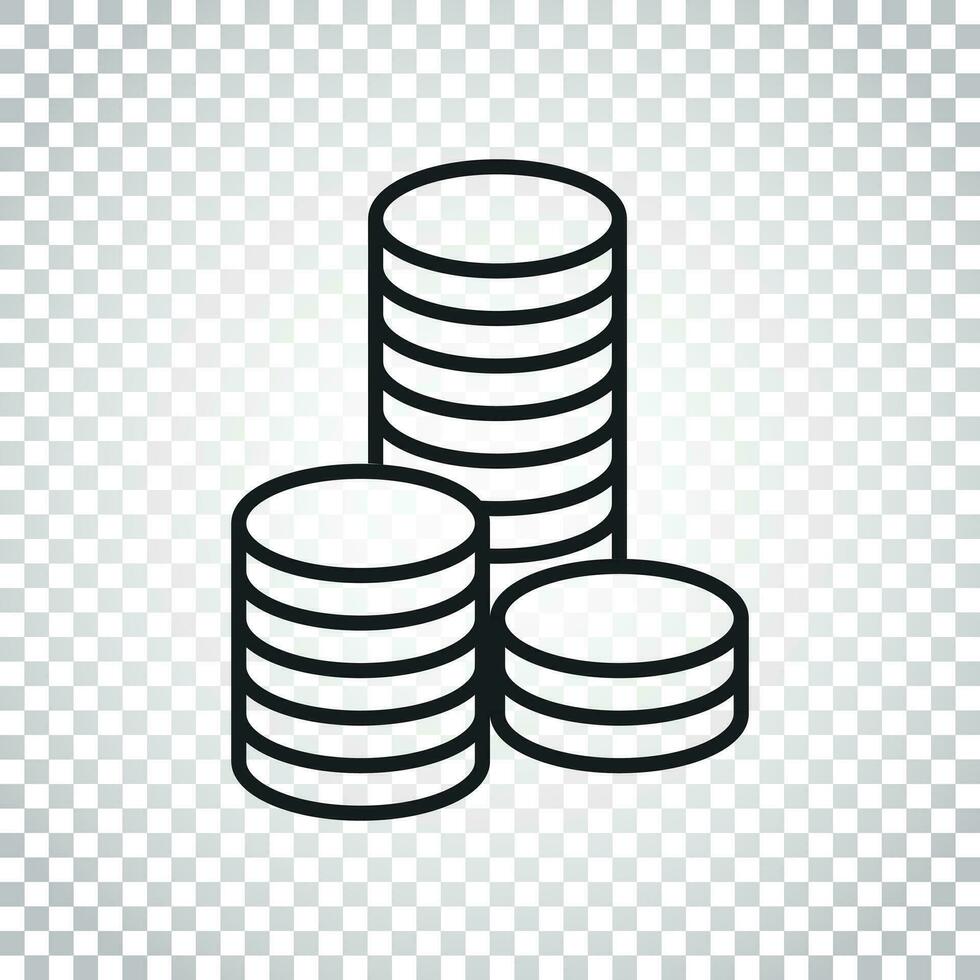 Coins stack vector illustration. Money stacked coins icon in flat style. Simple business concept pictogram.