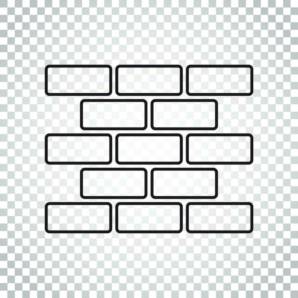 Line style wall brick icon in flat style on isolated background. Wall symbol illustration. Simple business concept pictogram. vector
