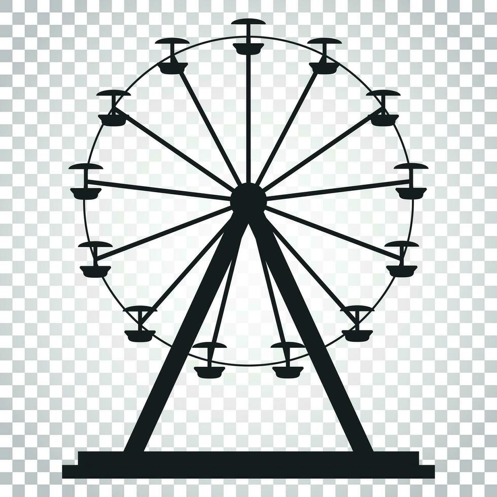 Ferris wheel vector icon. Carousel in park icon. Amusement ride illustration. Simple business concept pictogram on isolated background.