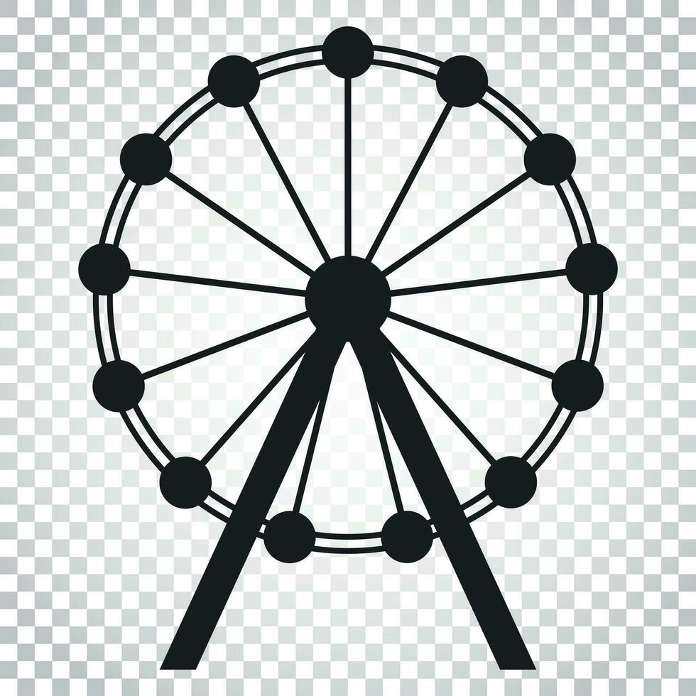 Ferris wheel vector icon. Carousel in park icon. Amusement ride illustration. Simple business concept pictogram on isolated background.