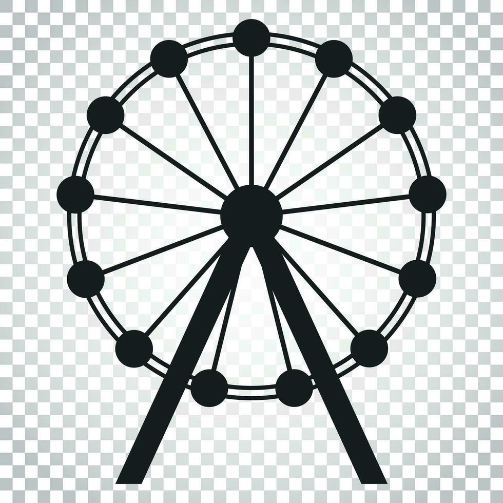 Ferris wheel vector icon. Carousel in park icon. Amusement ride illustration. Simple business concept pictogram on isolated background.