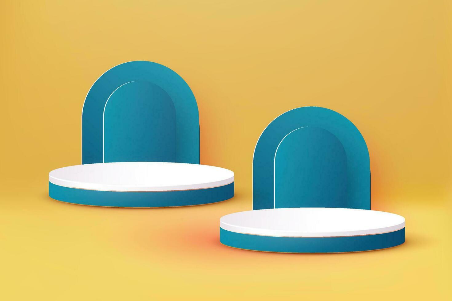 Yellow Background 3D Scene with Podium - Minimal Product Display Mockup and Geometric Shape Object Rendering vector