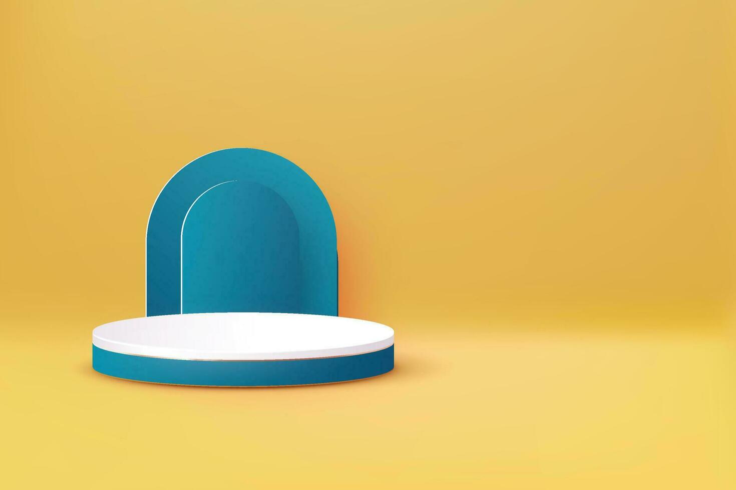 Vibrant Yellow 3D Scene Podium and Minimal Product Display Mockup - Geometric Shape Object Rendering vector