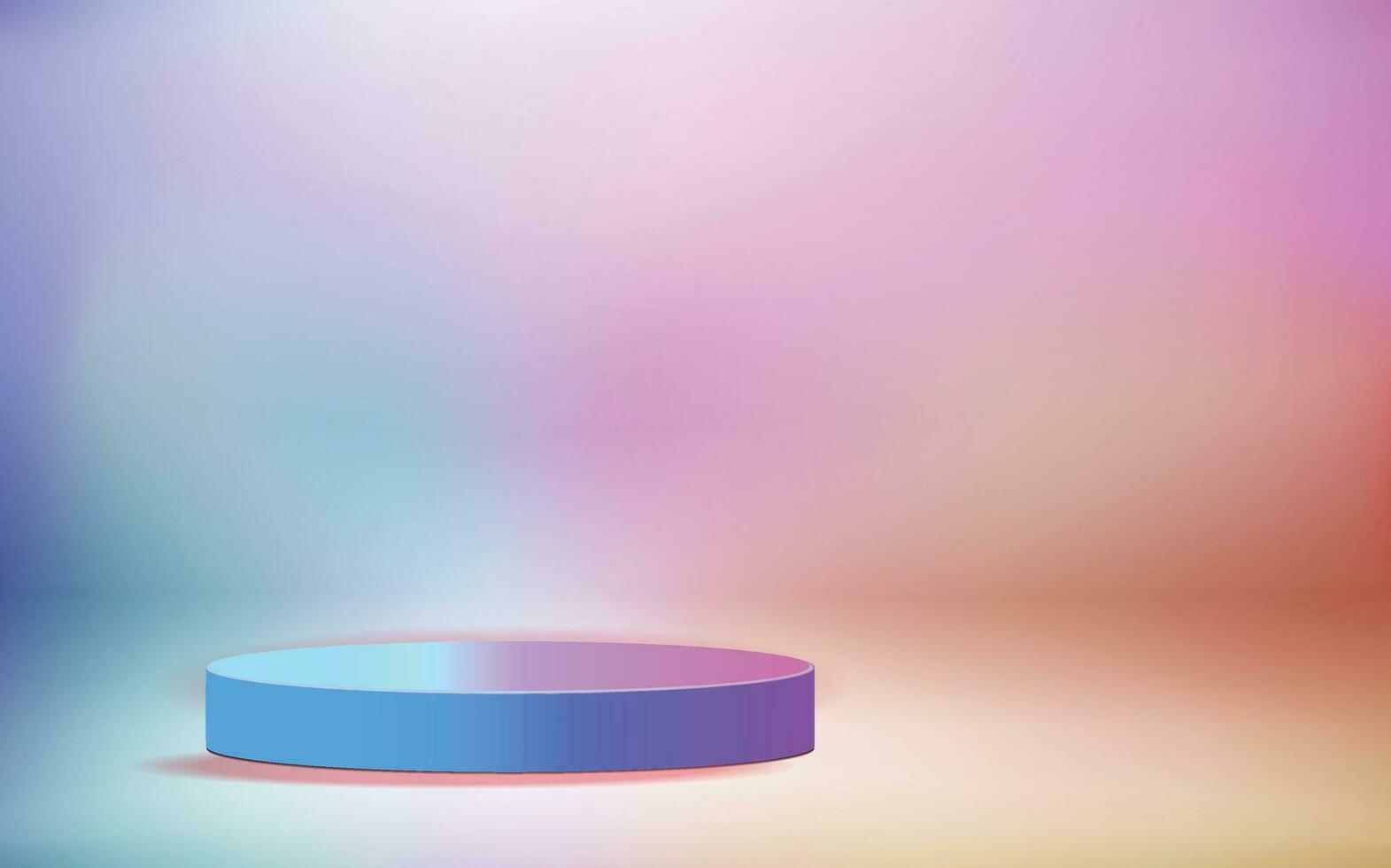 Abstract Gradient Circle Podium on Violet-Purple Blue Pink Gradient Wall-Room 3D Render vector