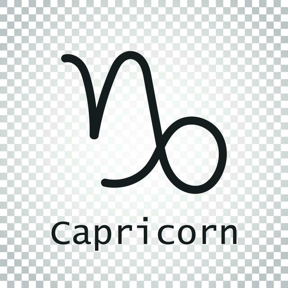 Capricorn zodiac sign. Flat astrology vector illustration on isolated background. Simple pictogram.