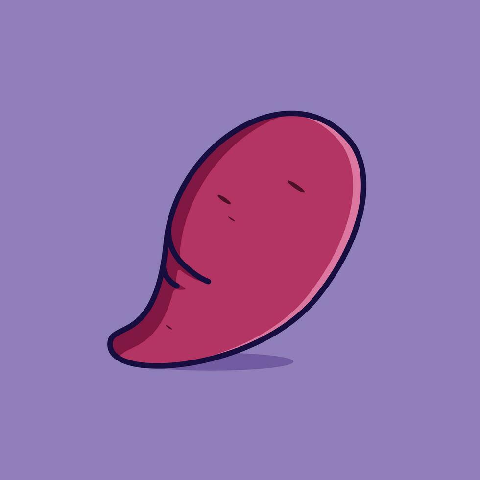 Purple sweet potato simple cartoon vector icon illustration food nature icon