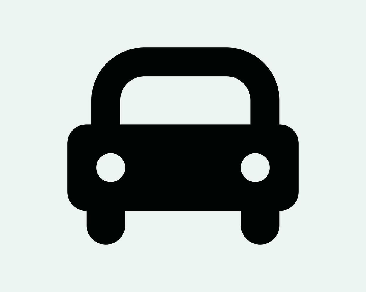 Car Front View Icon. Transport Transportation Vehicle Auto Automobile Shape Drive Head On. Black White Graphic Clipart Artwork Symbol Sign Vector EPS