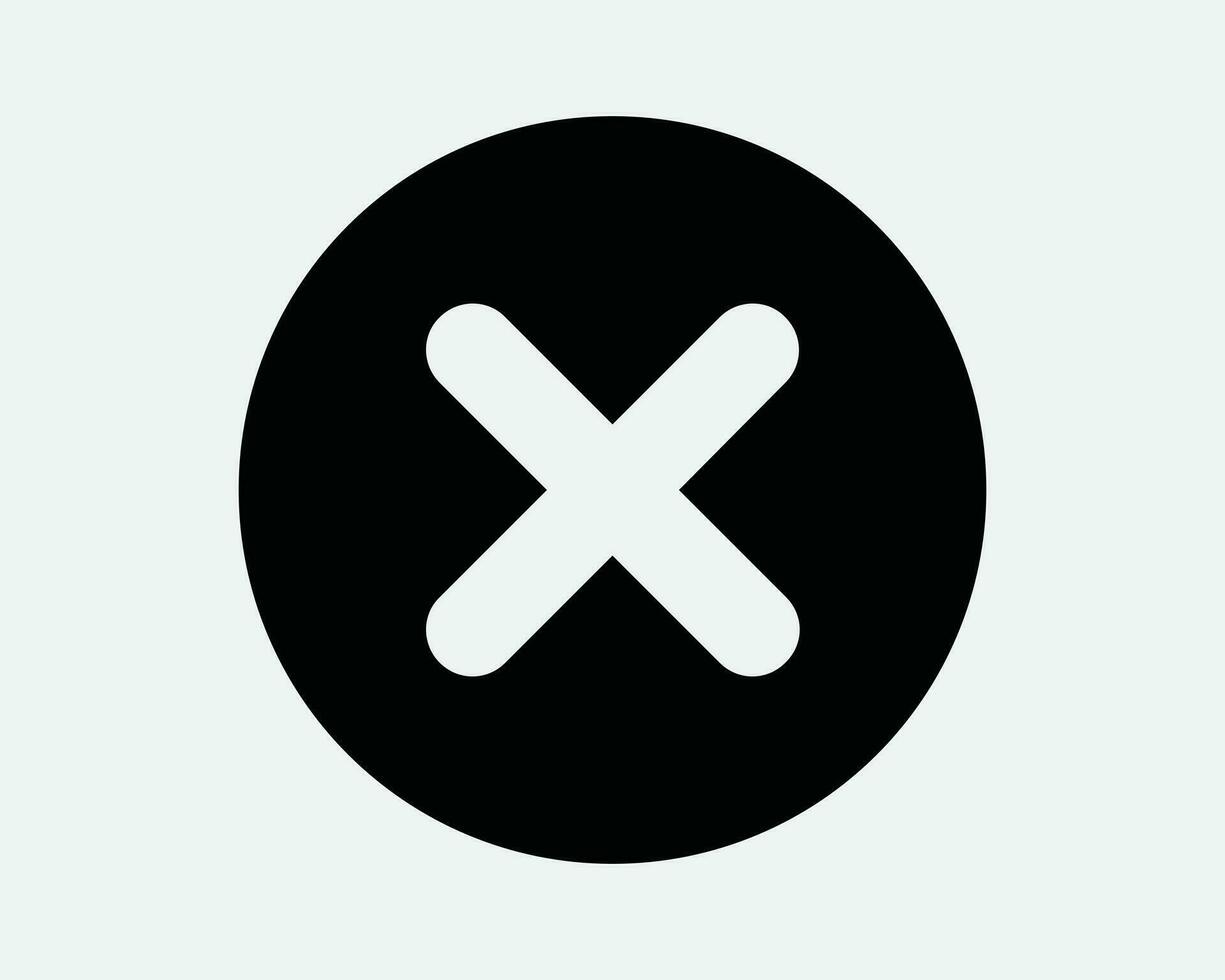 Cross Circle Icon. Incorrect Circular Reject Round Cancel Reject X Deny Negative Choice. Black White Graphic Clipart Artwork Symbol Sign Vector EPS