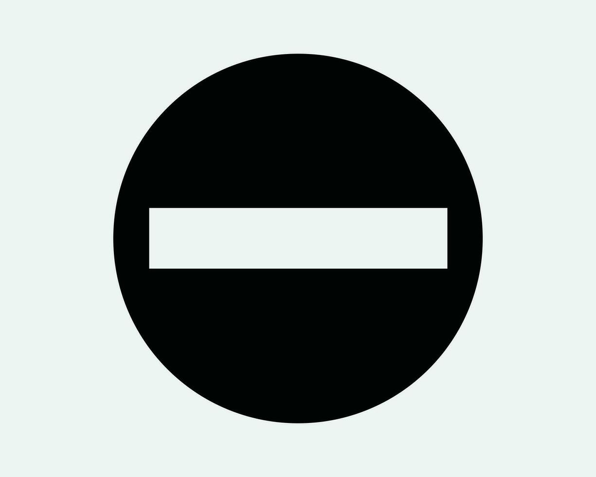 No Entry Sign. Traffic Road Symbol Do Not Enter Entrance Denied Restricted Warning Safety Circle Round. Black White Graphic Icon Artwork Vector EPS