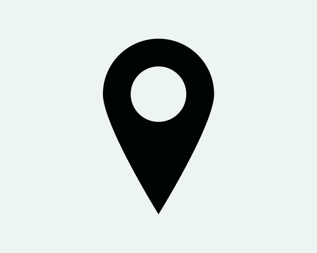 Location Pin Icon Marker GPS Navigation Position Map Place Travel Destination Shape Target Black White Graphic Clipart Artwork Symbol Sign Vector EPS