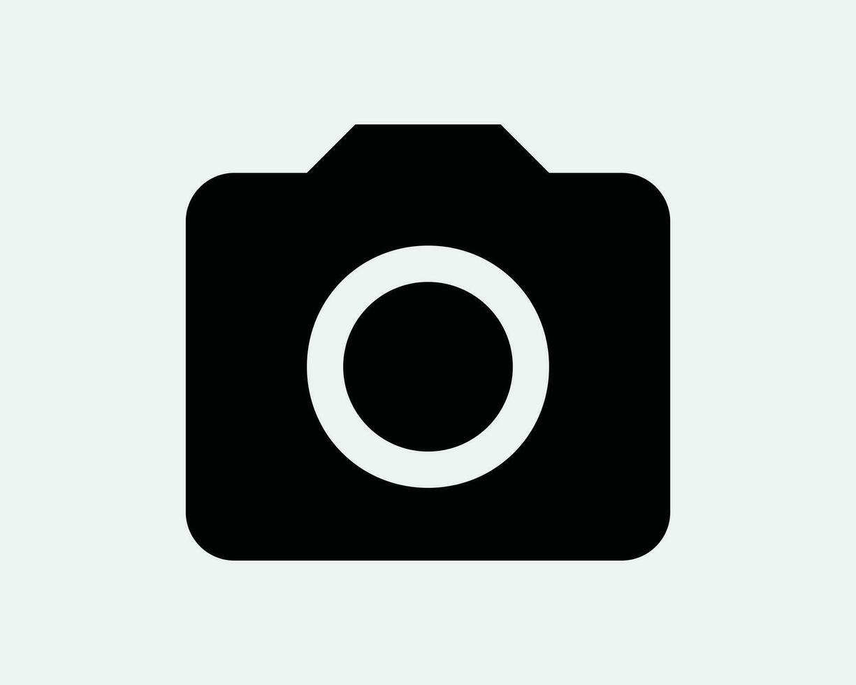 Camera Icon. Digital DSLR Photo Photograph Photography Film Capture Picture Shutter Lens. Black White Graphic Clipart Artwork Symbol Sign Vector EPS