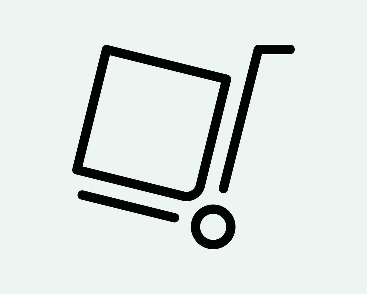 Hand Trolley Icon. Delivery Package Box Warehouse Transport Truck Cargo Order Parcel Load. Black White Graphic Clipart Artwork Symbol Sign Vector EPS