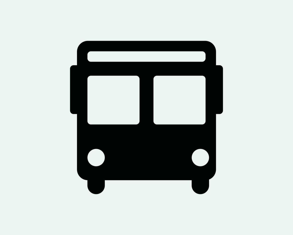 Bus Front View Icon Public Transport Transportation Travel Commercial School Passenger Van Black White Graphic Clipart Artwork Symbol Sign Vector EPS