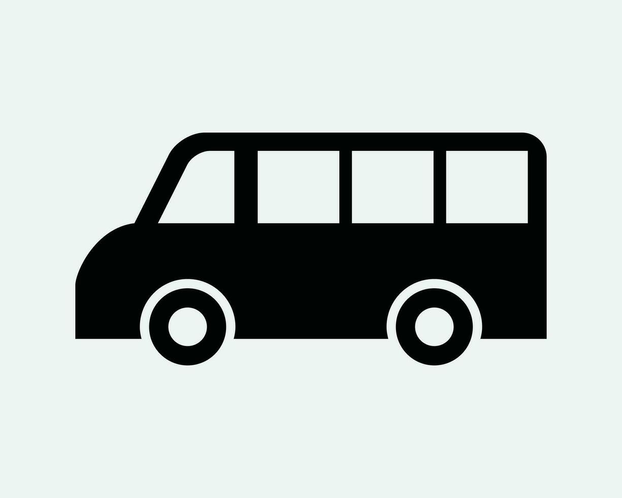 Bus Icon Public Transport School Van Transportation Side View Commercial Passenger Vehicle Black White Graphic Clipart Artwork Symbol Sign Vector EPS