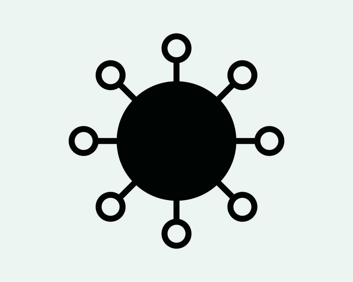 Network Icon. Connection Social Connect Networking Community Link Merge Marketing Virus. Black White Graphic Clipart Artwork Symbol Sign Vector EPS