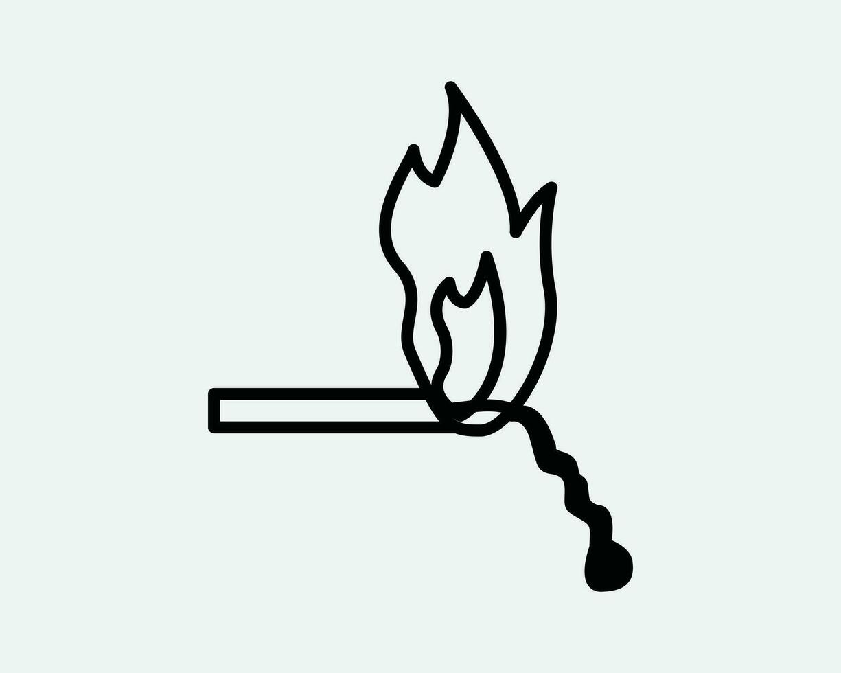 Burning Match Icon Fire Flame Hot Wooden Stick Burn Light Ignite Blaze