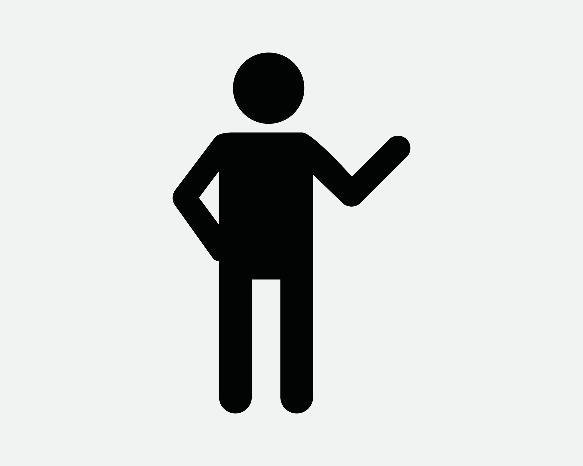 Stick Figure Waving Icon. Man Person Character Pose Gesture Show Point
