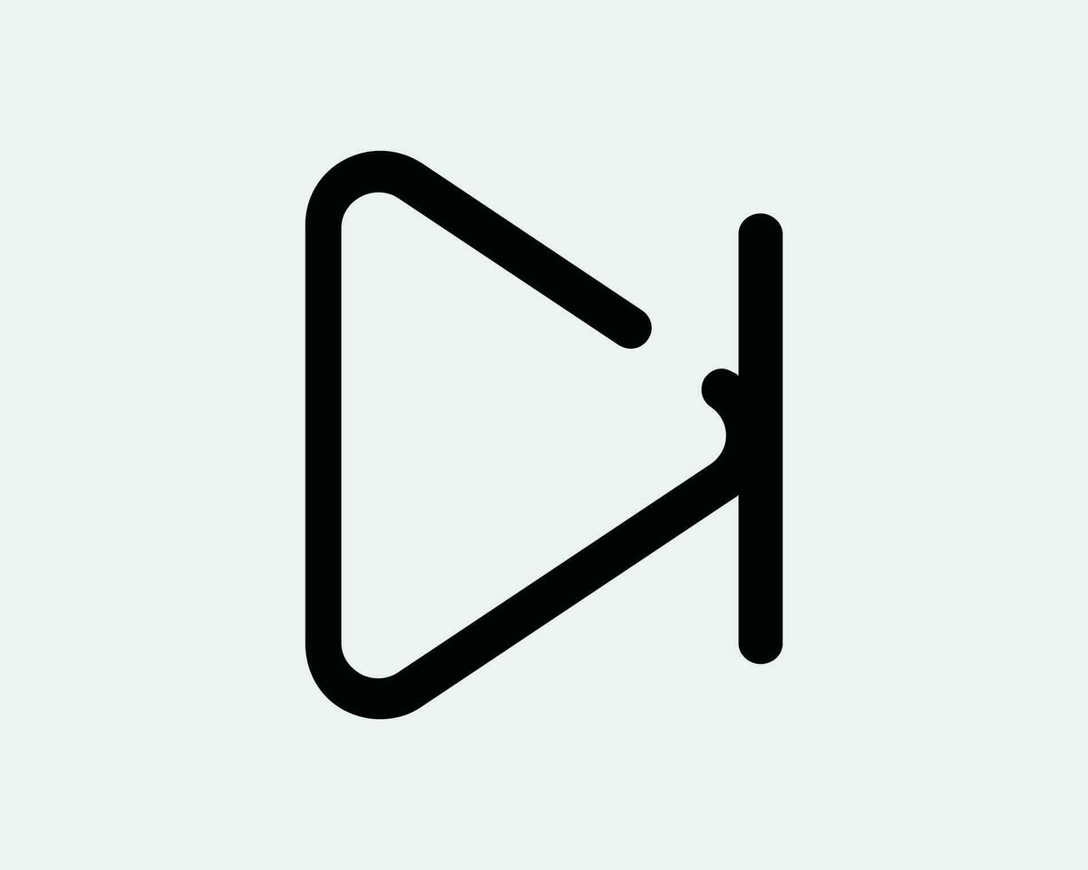 Skip Line Icon Next Track Fast Forward Audio Media Music Movie Playback Right Arrow Player Black White Graphic Clipart Artwork Symbol Sign Vector EPS