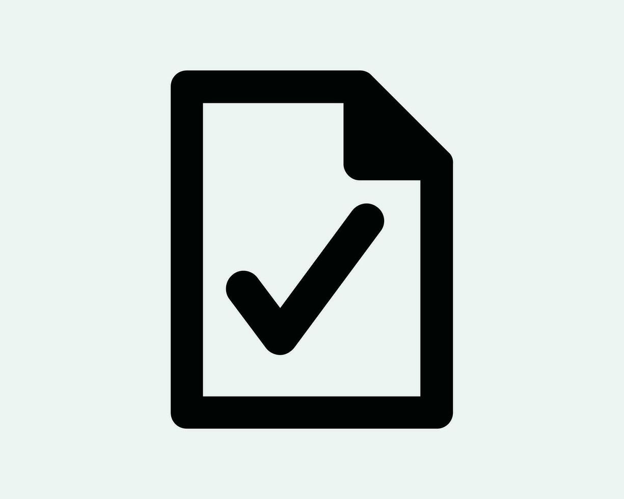 Verified File Icon. Approve Document Verify Verification Tick Check Mark Checkmark OK Yes. Black White Graphic Clipart Artwork Symbol Sign Vector EPS