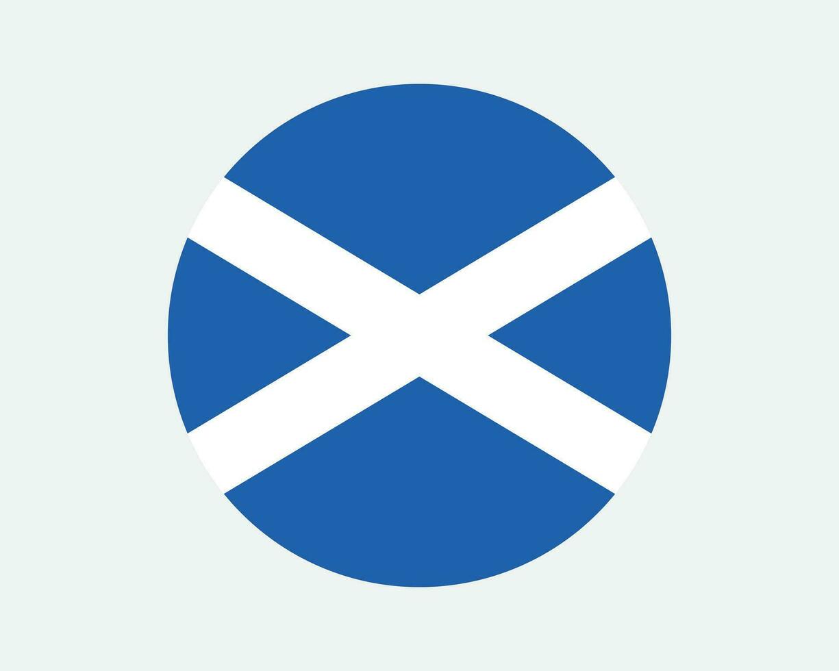 Scotland Round Flag. Scottish Scott Circle National Nation Banner Emblem Blue White UK United Kingdom Graphic Clipart Artwork Symbol Sign Vector EPS