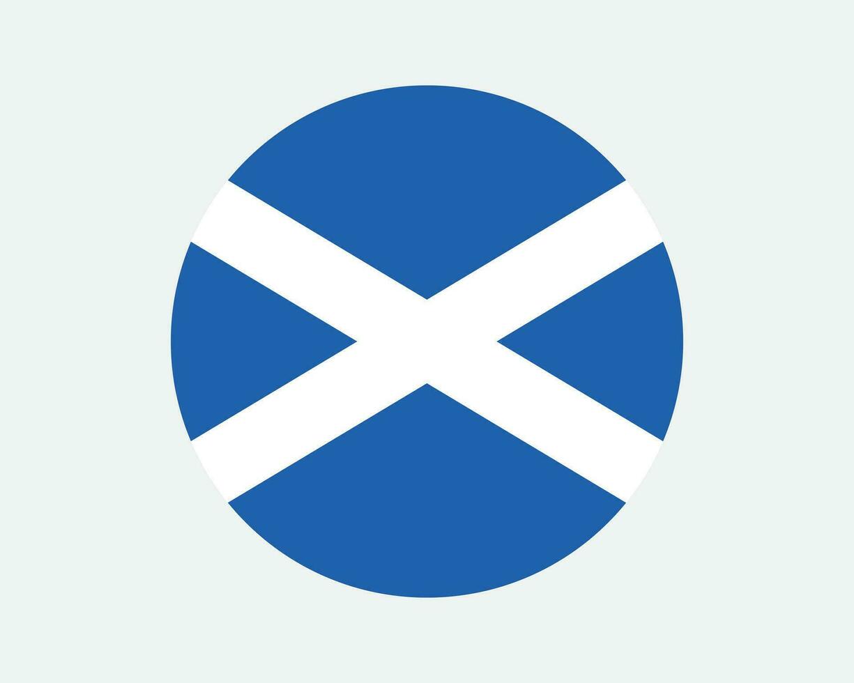 Scotland Round Flag. Scottish Scott Circle National Nation Banner Emblem Blue White UK United Kingdom Graphic Clipart Artwork Symbol Sign Vector EPS