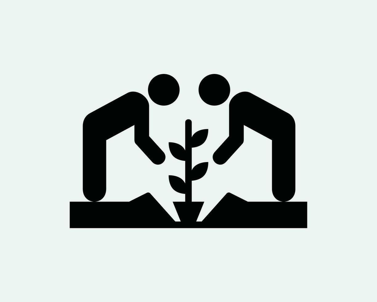 árbol plantando icono verde ambiente planta cuidado personas caridad naturaleza jardín clima cambio negro blanco gráfico clipart obra de arte símbolo firmar vector eps