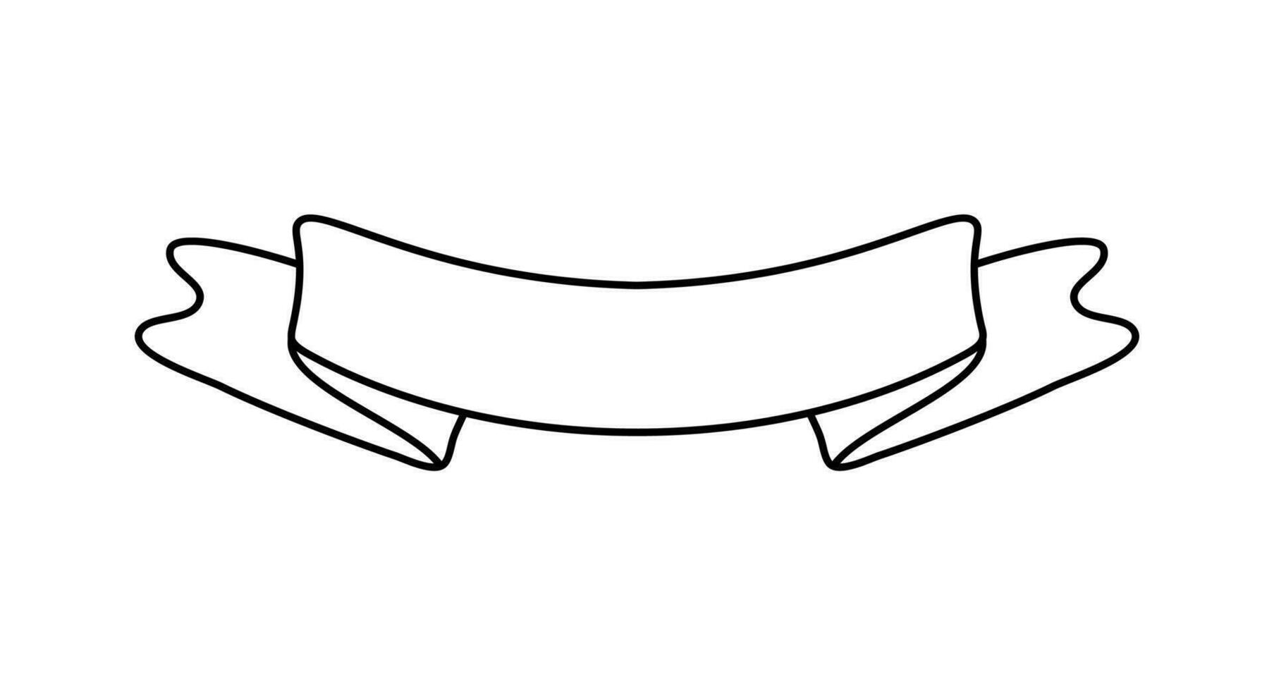 Line ribbon banner icon, Web design element. Hand drawn vector illustration. Place for your text for business, greeting card and holidays copy space