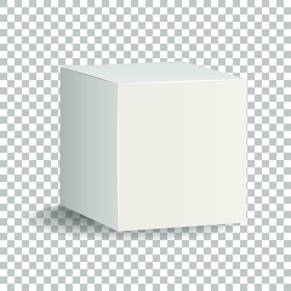 Blank white carton 3d box icon. Box package mockup vector illustration.
