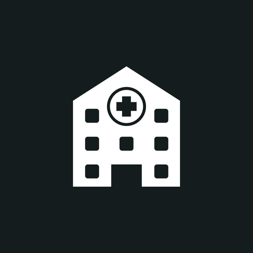 Hospital building vector icon. Infirmary medical clinic sign illustration.