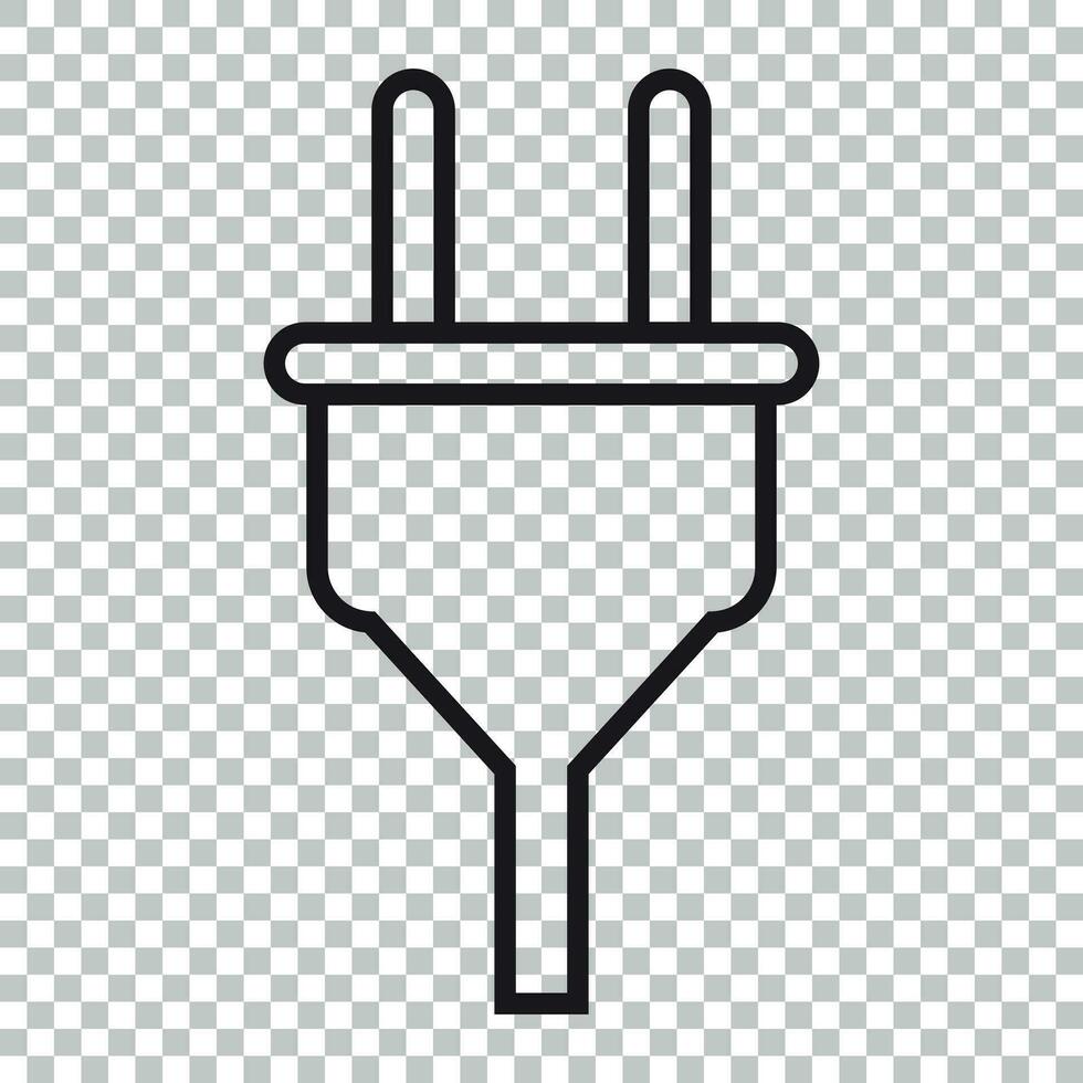 Plug vector icon in line style. Power wire cable flat illustration.