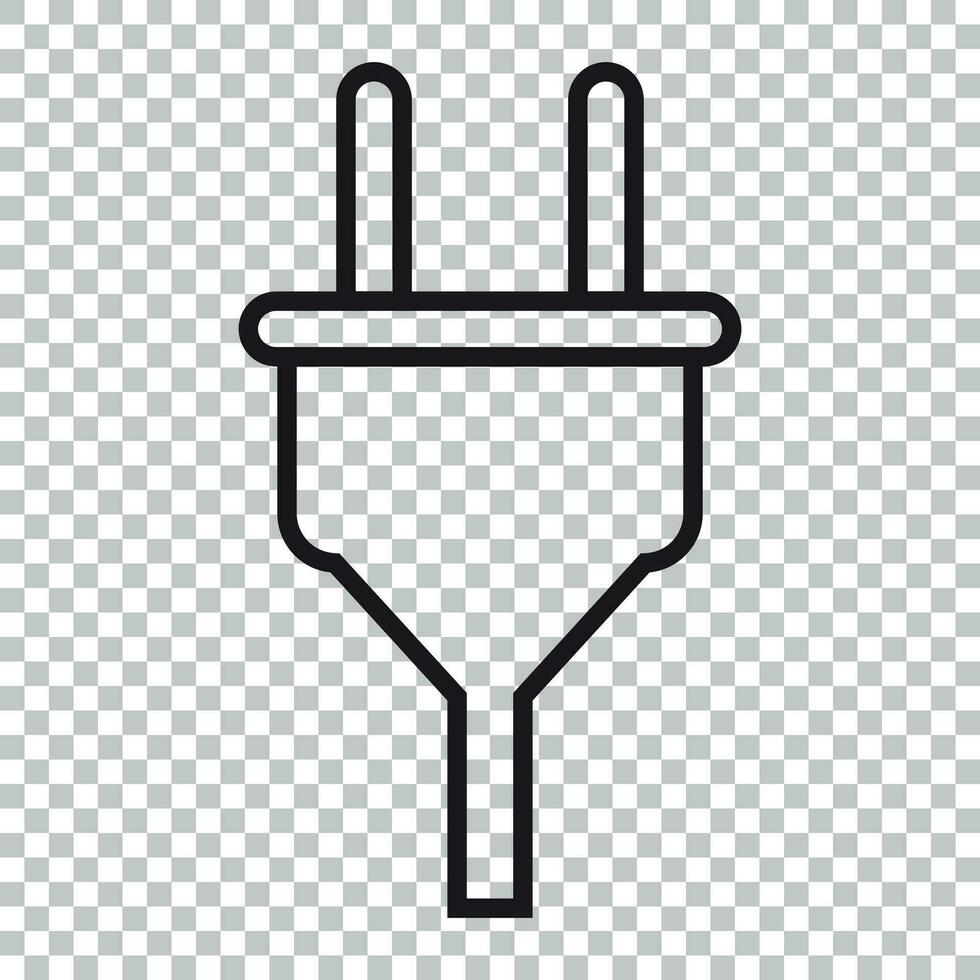 Plug vector icon in line style. Power wire cable flat illustration.