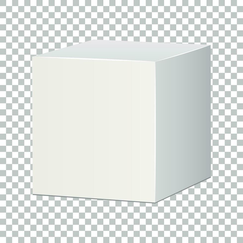 Blank white carton 3d box icon. Box package mockup vector illustration.