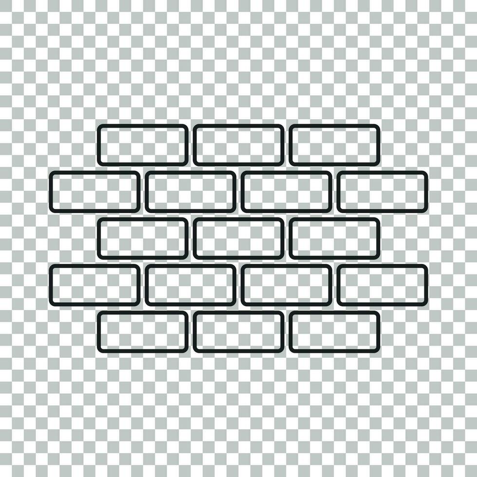 Wall brick icon in flat style isolated on isolated background. Wall symbol illustration in line style. vector