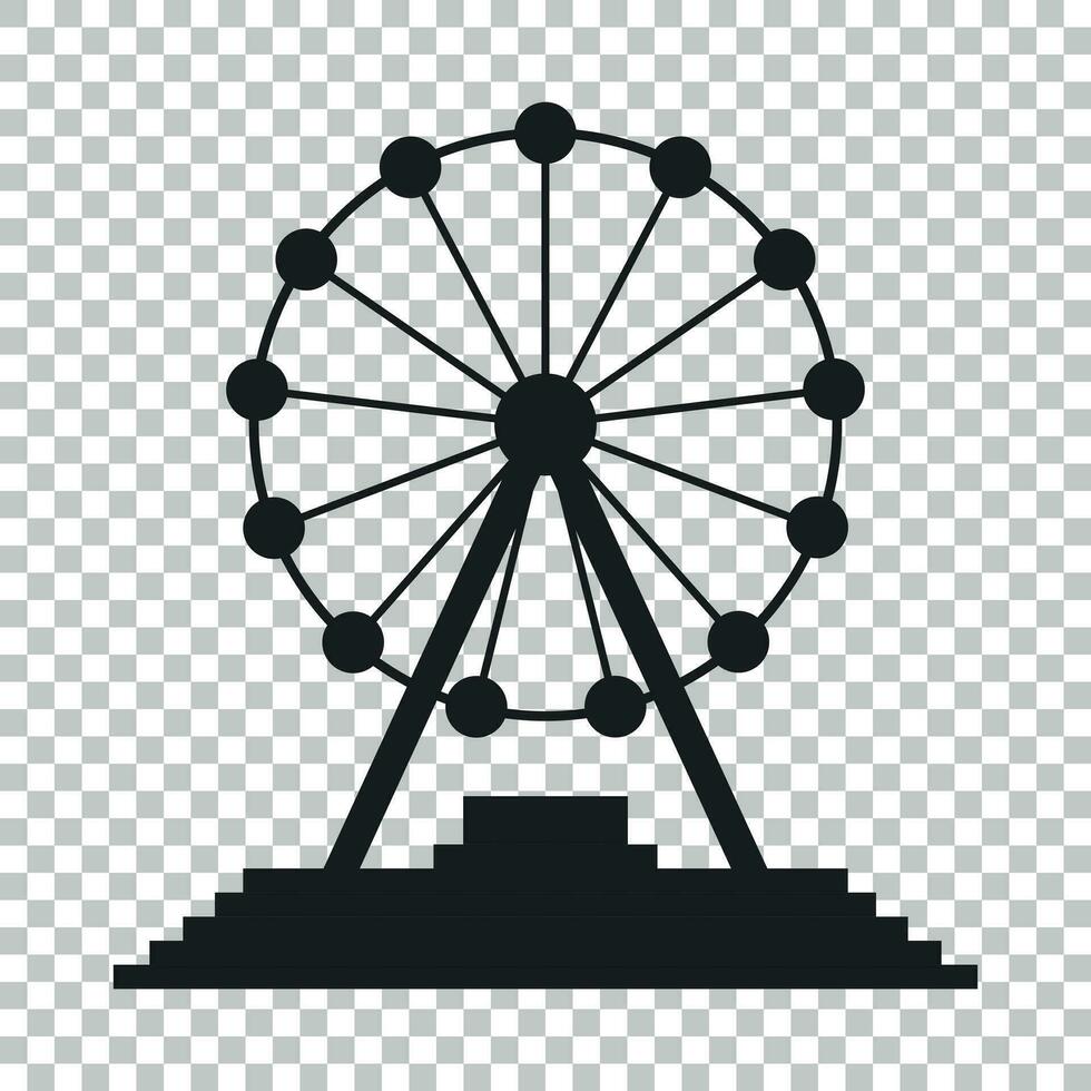 Ferris wheel vector icon. Carousel in park icon. Amusement ride illustration.