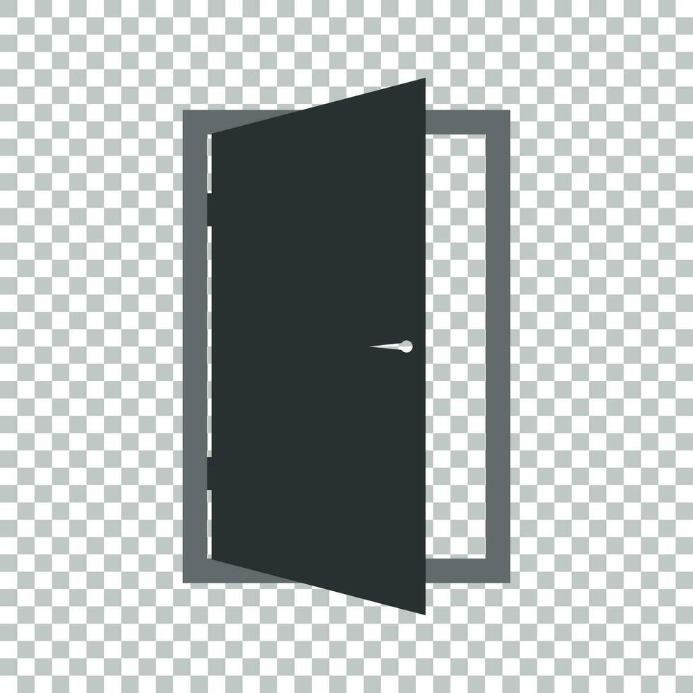 Door vector icon. Exit icon. Open door illustration.