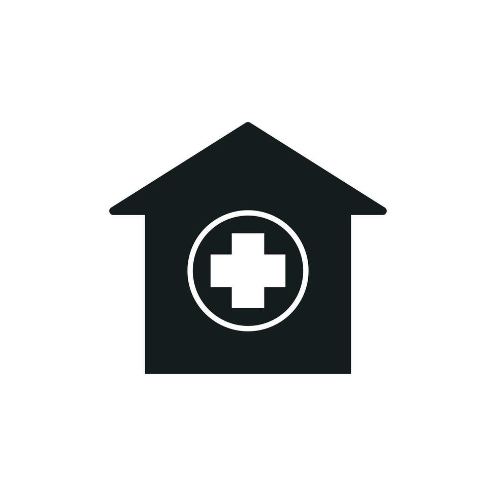 Hospital building vector icon. Infirmary medical clinic sign illustration.