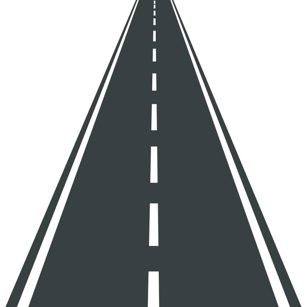 Straight road with white markings vector illustration. Highway road icon.