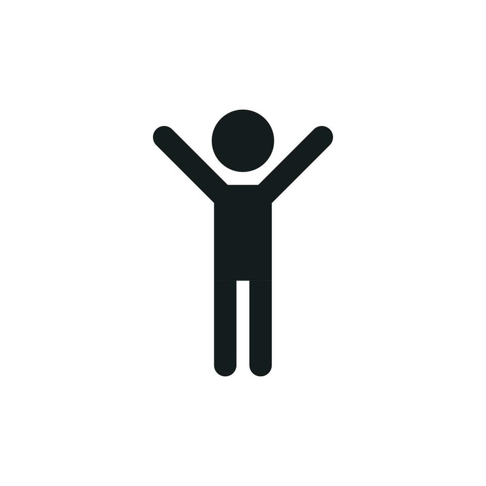 Happy man with hands up vector icon. People happy sign illustration.
