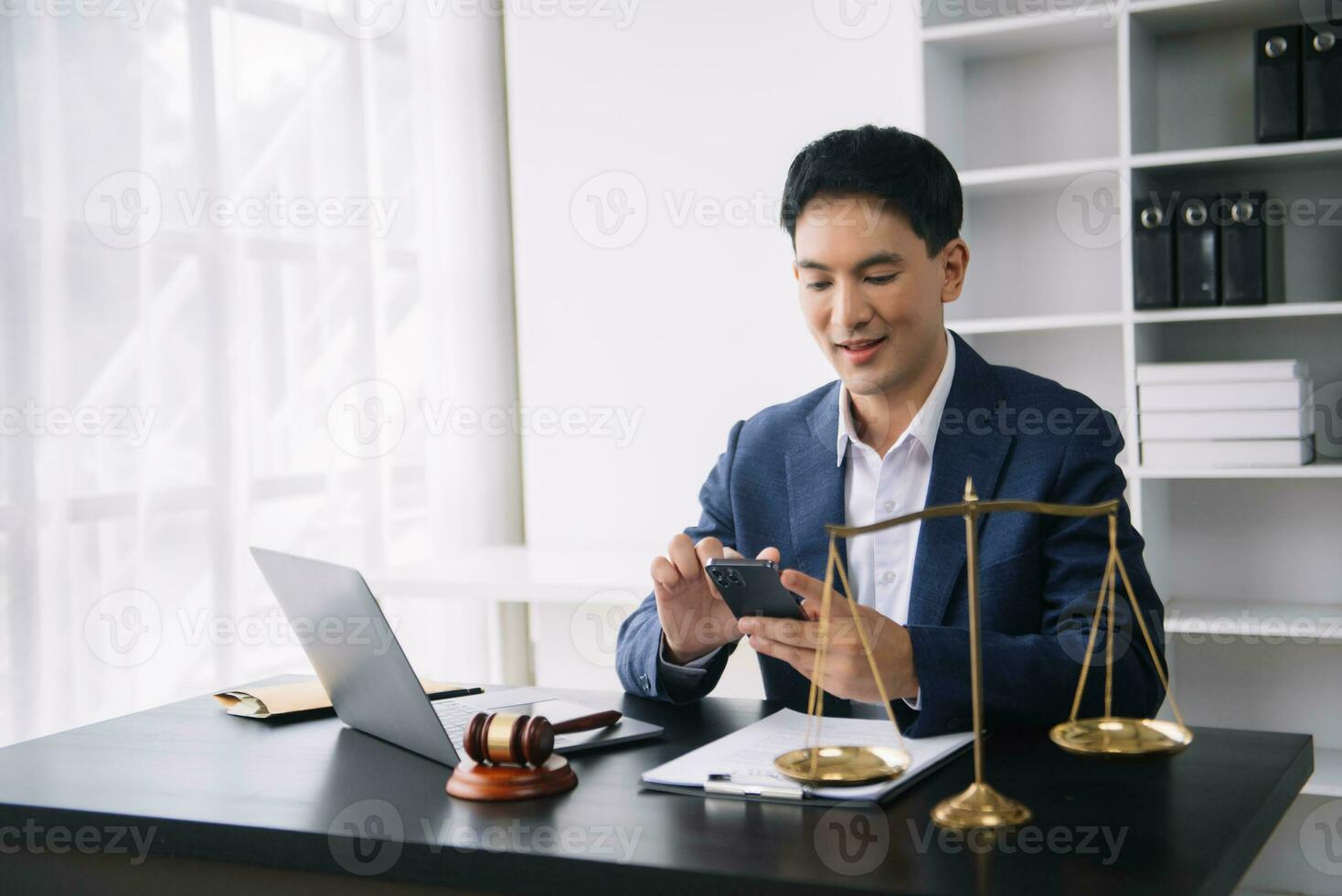 Attractive young lawyer in office Business man and lawyers discussing