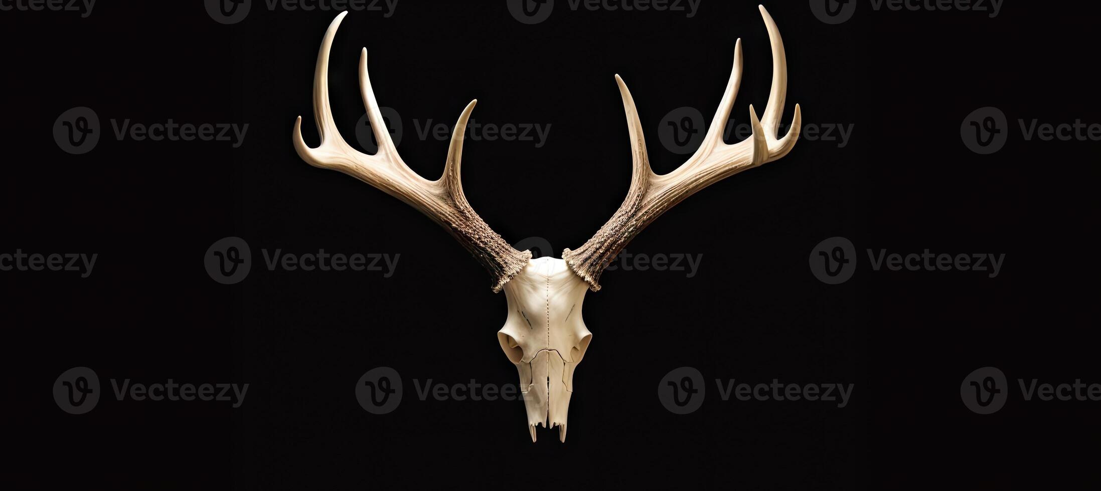Large deer antlers on white background. created with technology photo