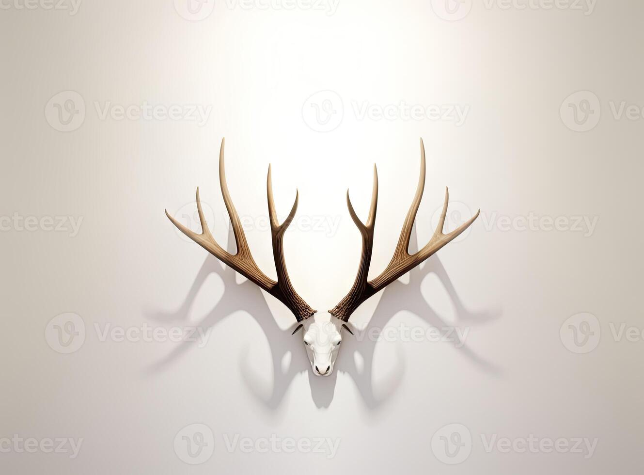 Large deer antlers on white background. created with technology photo