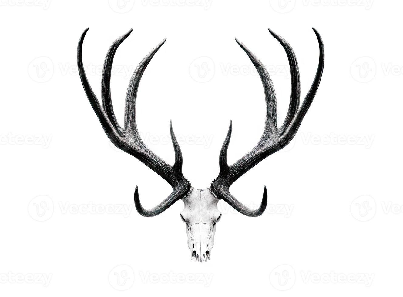 Large deer antlers on white background. created with technology photo