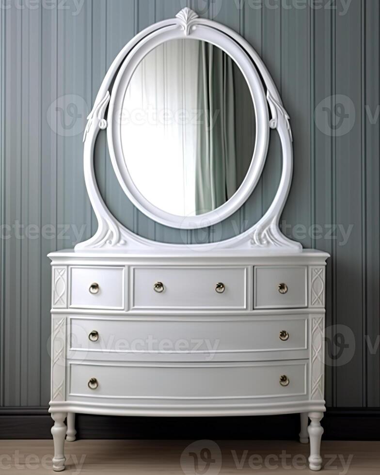 Isolated white antique dressing table created with technology photo